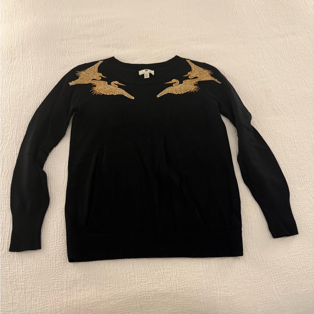 Altuzarra For Target Black Sweater with Gold Crane Design